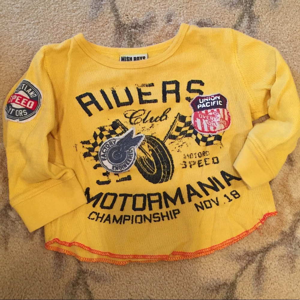 Mish brand yellow boys shirt size 12M
